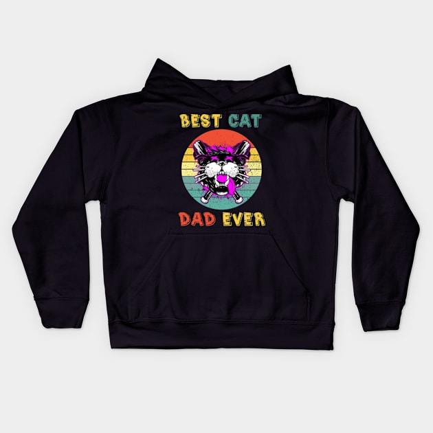 Best Cat Dad Ever Kids Hoodie by StuSpenceart